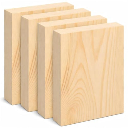 Unfinished Wood Blocks for Crafting, 4 Pcs Unfinished Wood Carving Blocks, 4X6X1 Inch Solid Pine Wood Carving Blocks for Crafts DIY Projects Art Classes Photo Blocks Beginners and Adults - size: 4x6x1 Inch