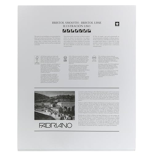 Fabriano 1264 Bristol Smooth Pad, 14" x 17", Glue Bound, 100 lb., 3-Pack - size: 14" x 17", 3-Pack
