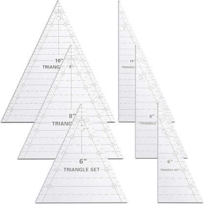 Kigley 3 Set Tall Triangle Rulers for Quilting 6 8 10 Inch Wedge Triangle & Wing Quilting Rulers and Templates Acrylic Quilt Templates for Sewing Layer Cake Patchwork Cutting Pattern DIY Craft - color: Clear