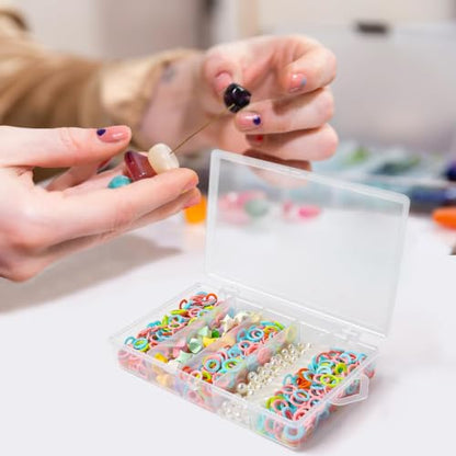 2 Pack 5 Grid Clear Plastic Fishing Tackle Storage Box Jewelry Making Findings Organizer Box Container Case Utility Box,7x4.3x1.2inch