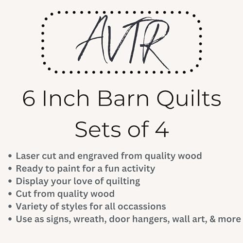 6" Barn Quilt Kit Set 4 | Butterfly, Patch Star, Dresden Flower, Starburst | Unfinished wooden quilt blocks to paint for DIY farmhouse wall art, craft parties, quilting decor, and family craft projects. - size: 6 inches (set of 4), style: Butterfly, Patch