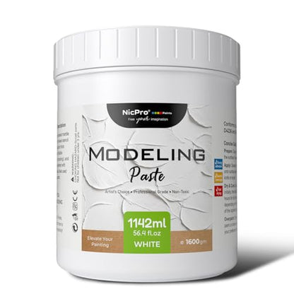 Nicpro Modeling Paste 1142 ml / 56.4 oz for Acrylic Painting, High Density Acrylic Medium for Texture Art and Thickness, Structural Molding Texture Paste for Canvas Paint, Art Projects, DIY, 3D Effect - size: 1142 ml