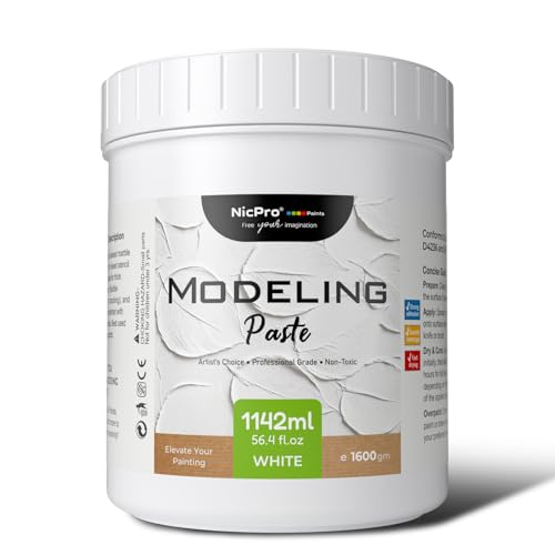 Nicpro Modeling Paste 1142 ml / 56.4 oz for Acrylic Painting, High Density Acrylic Medium for Texture Art and Thickness, Structural Molding Texture Paste for Canvas Paint, Art Projects, DIY, 3D Effect - size: 1142 ml