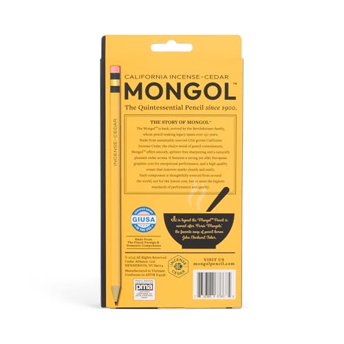 Mongol Classic Incense Cedar #2 Pencil - 48-Pack - Pre-sharpened, European Graphite Core, US Grown Cedar, Smudge Free Eraser – Nontoxic PMA Certified - size: 1 Count (Pack of 48)