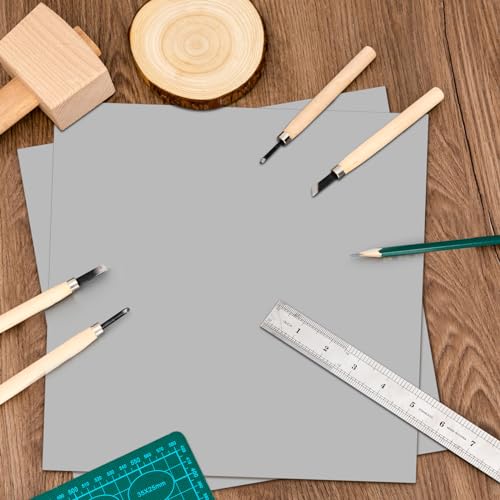 Yeaqee 4 Pcs 12 x 12 Inch Linoleum Block Rubber Carving Block Soft Linocut Blocks Large Linoleum Sheet Unmounted Lino Plates for Engraving Art Project Printmaking Artist Studio Supplies (Gray) - color: Gray, size: 12 x 12 Inch