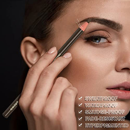 6 Piece Dark Brown Waterproof Eyebrows Pencil Tattoo Makeup And Microblading Supplies Kit-Permanent Eye Brow Liners In 5 Colors Waterproof Eyebrow Pencils Peel - Brow Pencil Set For Marking - color: 6 Brown