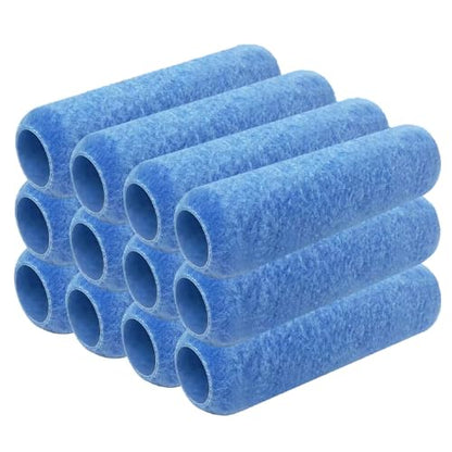 Great Andrew 12 Pack Paint Roller Covers 9 Inch 3/8-Inch Nap, Dense Fibers Large Paint Roller Kit for Painting Textured Smooth Rough Surfaces Walls Floors House - size: 12pcs, 9", Blue