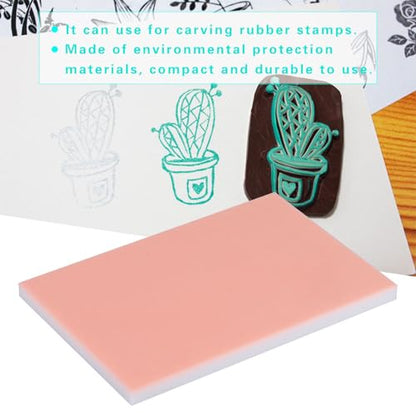 6" x 4" Rubber Carving Block, Soft and Easy to Carve Rubber Block for Printmaking, Stamp Making, DIY Crafting, Scrapbook, Painting (Pink) - color: pink