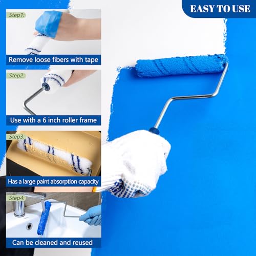 40Pcs 6 Inch Paint Rollers, Microfiber Paint Roller Covers with Rooversller Frame, Mini Paint Rollers for Wall House Painting, Small Paint Roller Covers for All Paints & DIY Craft Use - size: 6 Inch Paint Roller Kit, 40 Pack
