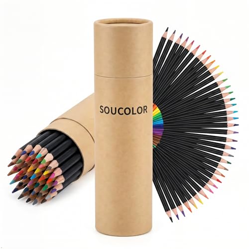 Soucolor 72 Colored Pencils Set - Premium Art Supplies for Adults Coloring Book - Vibrant Colors, Smooth Writing, Easy Blending and Shading, Perfect for Coloring Books, Sketching & Drawing Pads - color: 72 Colors With Cylinder Case