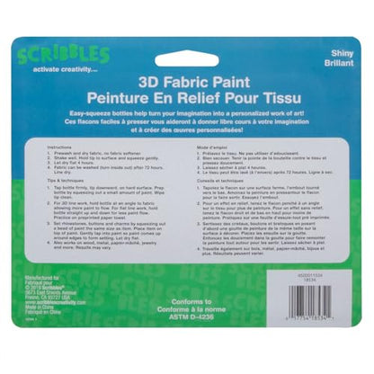 Scribbles Permanent Fabric Paint, Shiny 3D, 1 fl oz 6-Pack - color: Shiny