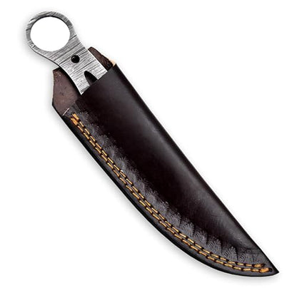 Custom Hand Forged Damascus Steel Blank Blade DIY Knife Making Kit Including G-10 Micarta Scale, Leather sheath, Pins, Scale, Camping Blade Damascus Blade Billet Knife Making Supply (BK-F) - color: BK-F