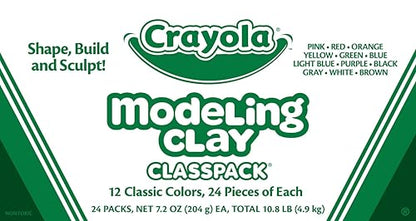 Crayola Modeling Clay Classpack (24 Packs), 12 Colors, Nontoxic, Teacher Classroom Must Haves, School Supplies for Kids