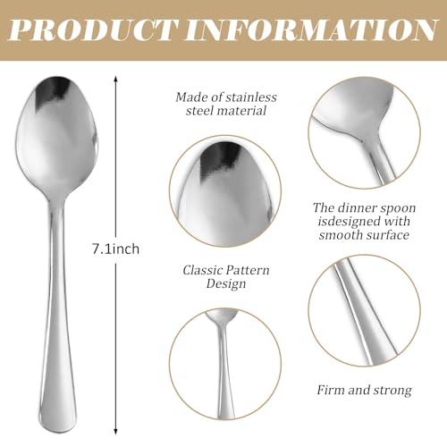 96 PCS Dinner Spoons Set - Windsor Stainless Steel Dinner Spoon 7.1 Inch with Dishwasher Safe Dessert Spoons, Metal Dessert Spoon, Silverware for Home, Kitchen or Restaurant - size: 96PCS Dinner Spoon