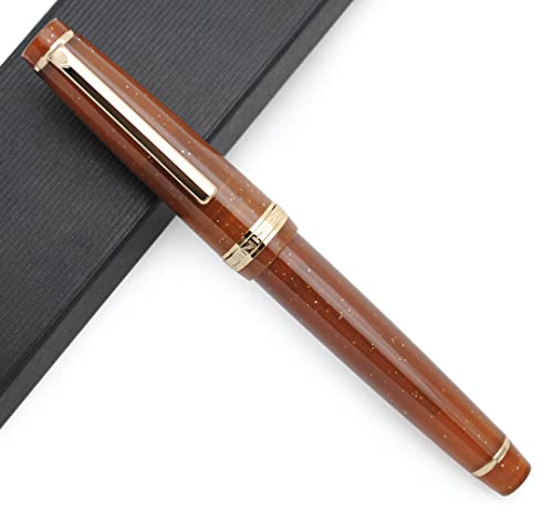 JINHAO 82 Fountain Pen with Gold Clip (F Nib 0.5mm, Transparent Fluorescent Coffee) - color: Transparent Fluorescent Coffee