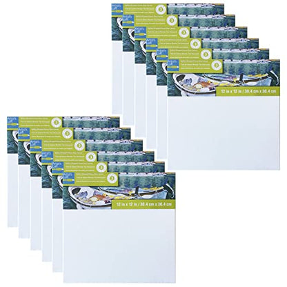 Artist's Loft 12" x 12" Level 3 Gallery Wrapped Heavy Duty Canvas - Archival, Acid Free Cotton Canvas for Paint, Acrylic, & Oils - Bulk 12 Pack - size: 12\ x 12\