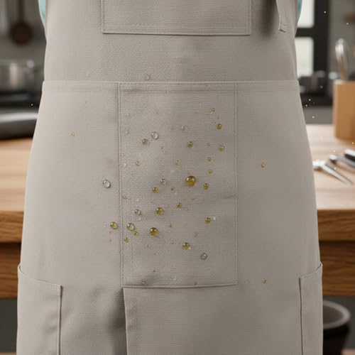 Baoblaze Waterproof Apron Heavy Duty Canvas Workwear Artist Smock Adjustable Neck Strap Split Leg Design Multiple Pockets Suitable for Pottery Art, Apricot-green
