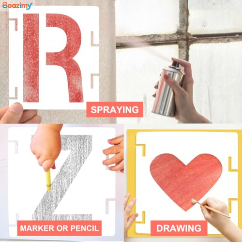8 Inch 42 Pcs Reusable Letter Number Symbol Stencils, Plastic Painting Templates for Wood Wall Fabric Rock Chalkboard Signage School Door Porch DIY Art Craft Decoration Projects - size: 8 inch（White）
