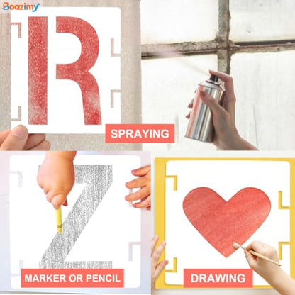 8 Inch 42 Pcs Reusable Letter Number Symbol Stencils, Plastic Painting Templates for Wood Wall Fabric Rock Chalkboard Signage School Door Porch DIY Art Craft Decoration Projects - size: 8 inch（White）