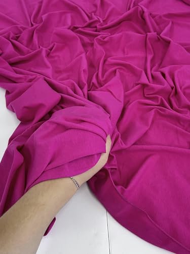 Cotton Jersey Spandex Fabric - Soft - Breathable - All Way Stretch Fabric - Medium Weight - Perfect Choice for Baby Grow, Tshirts, and Cotton Jersey Sheets - 58 Inches Wide - 1 Yard (Fuchsia) - color: Fuchsia