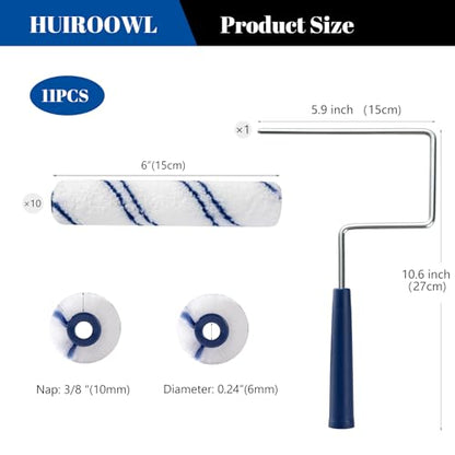 10Pcs 6 Inch Paint Rollers, Microfiber Paint Roller Covers with Roller Frame, Mini Paint Rollers for Wall House Painting, Small Paint Roller Covers for All Paints & DIY Craft Use - size: 6 Inch Paint Roller Kit, 10 Pack