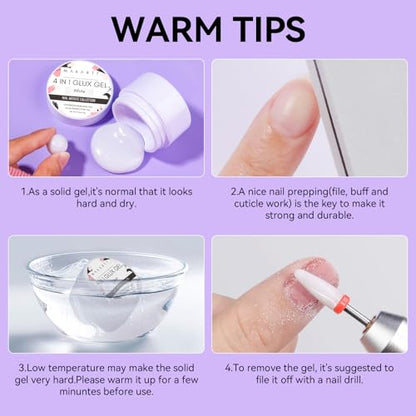 Makartt 3D Gel Nail Art for Nails Starter Kit: Clear and White 3D Sculpting Gel Non-Sticky Molding Carving Glue Extension Builder DIY Manicure Gold & Silver Chrome Powder Solid Soak Off Hard Gels - color: Clear & White Starter Kit
