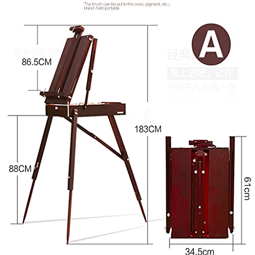 Portable Sketching Easel for Artists Painting Wood Oil Box with Handle Adjustable Wooden Artist Tabletop Art