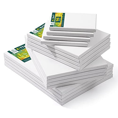 Inburit Canvas for Painting for Adults & Kids 16 Pack with 11x14, 9 x12, 8x10, 5x7 (4 of Each), Blank Primed Stretched Canvases for Oil, Acrylic & Other Painting Media - size: 16PCS+(4sizex4)