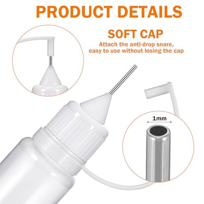 100 Pcs 0.34oz Narrow Tip Applicator Bottle Mini Needle Tip Glue Bottle Applicator Precision Translucent Glue for Alcohol Ink DIY Quilling Acrylic Painting