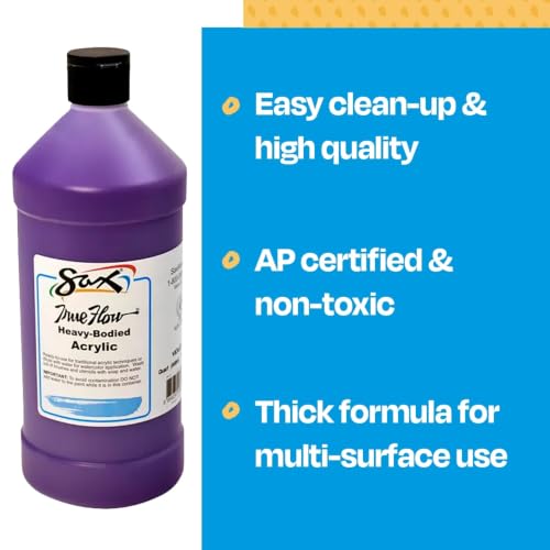 Sax Heavy Body Acrylic Paint for School and Arts and Crafts Use, Violet, 1 Quart - color: Violet, size: 32 Fl Oz (Pack of 1)