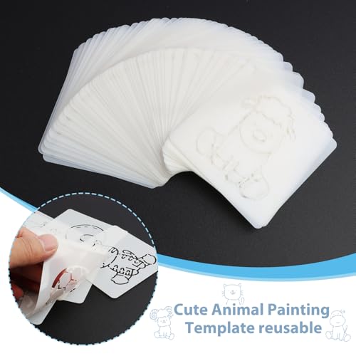 3 Inch Cute Animal Stencils for Crafting, 50pcs Reusable Nature Designs for Painting on Wood, Canvas, Fabric, Coasters, Wall Decor
