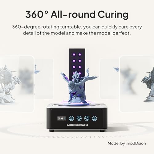 ELEGOO Mercury Plus V2 3D Printing Wash and Cure Station and ELEGOO Standard 3D Printer Resin Grey 1000g