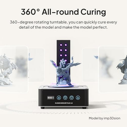 ELEGOO Mercury Plus V2 3D Printing Wash and Cure Station and ELEGOO Standard 3D Printer Resin Grey 1000g
