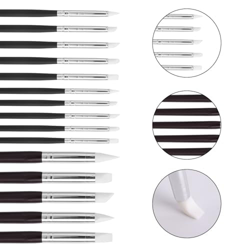 15pcs Silicone Paint Brushes for Crafts, 5 Shapes Head Tips & 3 Sizes Length Paint Pens Tools for Pottery Clay DIY & Handicrafts Sculpting Nail