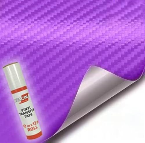 VViViD Craft 3D Carbon Fibre Textured Vinyl Sheet 1ft x 5ft for Silhouette, Cricut and Cameo Machines Including 12" x 12" Sheet of Transfer Paper (Purple) - color: Purple