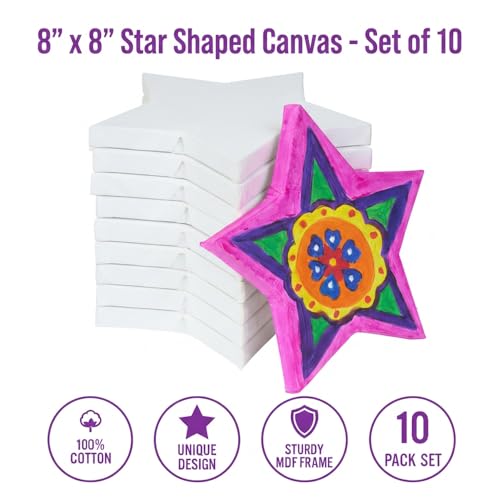 Colorations 8" x 8" Star Shaped Canvas - Set of 10
