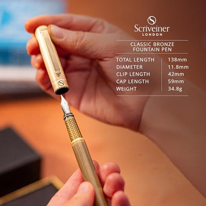 Scriveiner Luxury Fountain Pen - Stunning Bronze Luxury Pen, Schmidt Gilded Nib (Fine), Converter, Best Pen Gift Set for Men & Women, Professional, Executive, Office, Nice Pens - color: 9. Bronze, style: Fine Nib