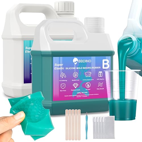 BBDINO Super Elastic Liquid Silicone Mold Making 8A Jade Green 4.4 Lbs Kit | 1A:1B Mix Self Degassing 3h Fast Cure Platinum Liquid Silicone Mold Making of Casting with Resins |Plaster |Candle |Soap etc. - color: 70.6 Oz Jade Green