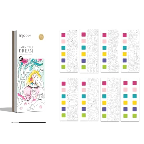 MiDeer Pocket Watercolor Painting Book for Kids Ages 4-8+, Mess Free Paint with Water Coloring Books, Travel Watercolor Kit, Party Favors Arts Crafts Birthday Gifts for Girls - Fairy Tale Dream - color: FAIRY TALE DREAM