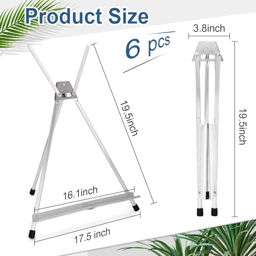 Zonon 6 Pcs Aluminum 15'' to 21'' Tabletop Display Easel for Painting Adjustable Folding Table Stand with Extension Arms Rubber Feet for Whiteboard Canvas Poster Sign Picture Artist(Silver) - color: Silver