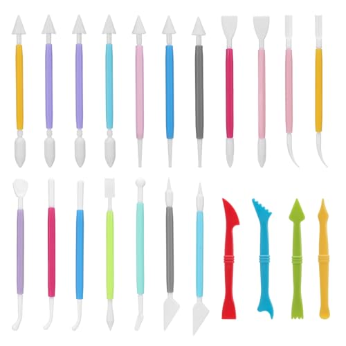 22 Pcs Clays Sculpting Tools, Air Dry Clay Tools, Double-Ended Tool Kit Plastic Clay Tool for Adult Set for DIY Pottery Shaping Dotting Modeling Molding Polymer Clays Craft Supplies Accessories