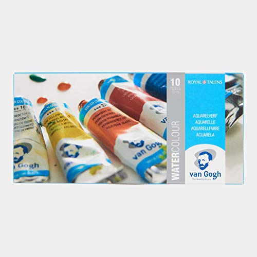 Van Gogh Watercolor Paint Set, 10x10ml Tube Set | Professional-Grade Watercolor Paint with High Lightfastness, Intense Colors with Uniform Viscosity - color: 10 General (Standard Box), style: 10ml Tube