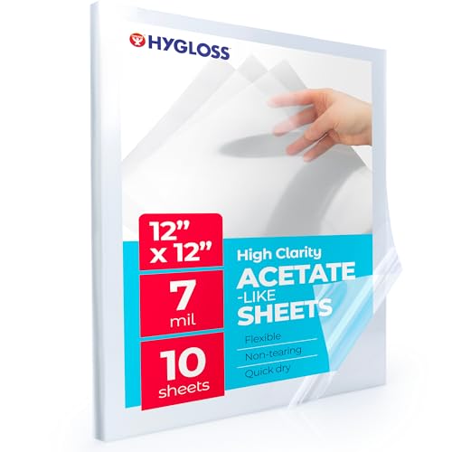 Hygloss 12" x 12" Acetate Paper - 7 Mil Clear Acetate Sheets for Crafts Projects, Cricut Stencil Sheets, Classroom Stencil Sheets, Reusable Transparent Clear Plastic Sheet (Not for Printers) 10 Pack - size: 12 x 12 inch, style: 10 Sheets