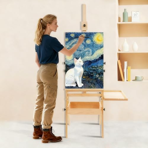 French Easel, Plein Air Painting Easel, Foldable H-Frame Easel Stand for Painting Adult, Studio Art Beech Wood Easel, All-in-One Art Painting Kit for Artists, Beginners, Holder up to 36''