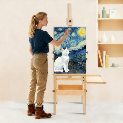 French Easel, Plein Air Painting Easel, Foldable H-Frame Easel Stand for Painting Adult, Studio Art Beech Wood Easel, All-in-One Art Painting Kit for Artists, Beginners, Holder up to 36''