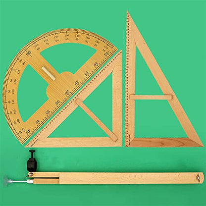 Compass Set Solid Wood Teacher' Triangle Board Ruler Protractor Blackboard Multi-Purpose Compass 50cm Triangle Ruler Set Large Teaching Aids Compasses Kit