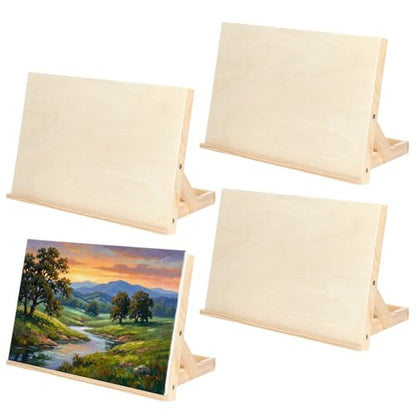 4 Pack Tabletop Wooden Easels for Painting, Adjustable Angle Art Desktop Easel Stand for Crafts, Painting Canvas, Drawing, Books and Artwork Display, 13 x 9 Inch