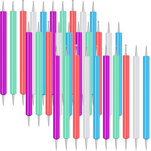 Ashmacdo 20 Pcs Dotting Tools for Painting,Ball Embossing Stylus for Transfer Paper,Tracing Tools for Drawing, Embossing Tools for Paper, Art Dotting Tools for Nail Art - color: white light green sky blue pink purple