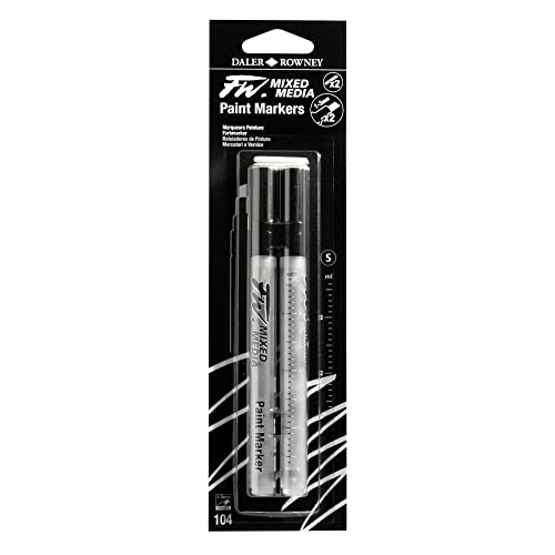 Daler Rowney FW Mixed Media Paint Markers - 2-Pack with Extra Nibs for Liquid Media for Bold Lines - style: 1-3MM Chisel, Marker