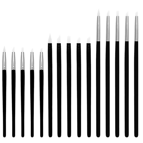 15Pcs Silicone Brushes, Silicone Sculpting Tools Clay Carving Tools, Professional Sculpting Tools for Pottery Artwork Shaping Carving DIY (5 Types)
